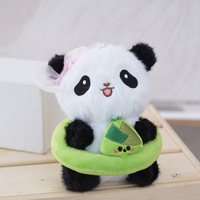 Porte-clés en peluche panda en bambou Kawaii, jouet en peluche, peluches moelleuses, breloques ours panda en peluche pour sacs