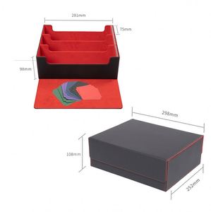 Boîte de rangement carrée en cuir PU de qualité export, grande capacité, à trois rangées, avec fenêtre, compartimentée, à couvercle magnétique, pour cartes de jeu - Product Image 3