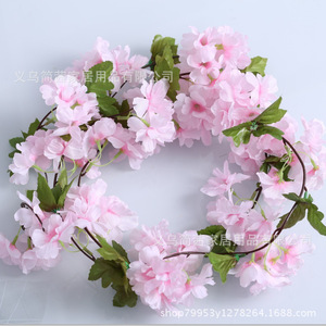 Guirlandes artificielles de fleurs de cerisier Hanxi, fleurs en soie blanches et roses, décoration murale pour intérieur et extérieur - Product Image 3