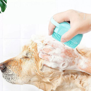 Soft Safety Foldable 2-in-1 Pet Dog Grooming Silicone Shower Massage Shampoo Dispenser <b>Brush</b> Bath <b>Brush</b> - Product Image 4