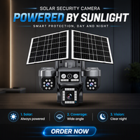 Caméra solaire AOV V560N 4 objectifs 8MP 4G, zoom numérique 12X, détection humanoïde par IA, enregistrement 24h/24 et 7j/7, caméra de sécurité extérieure HE