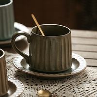Ensemble tasse et soucoupe en céramique de style rétro personnalisable-Idéal pour le café, le thé et les cadeaux