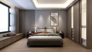 Service de design d'intérieur avec ensemble de chambre à coucher moderne maison villa rendu 3d design d'intérieur