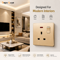 Prise de courant universelle dorée 3/5 broches en plastique, prise murale britannique, 6 prises, 10A/13A, double ports USB, 220V, interrupteur bidirectionnel, TV, ordinateur, CAT6