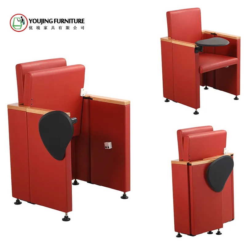 Folding auditorium chairs lecture theater seating movie theater hall auditorium Chair plastic church chair with writing pad