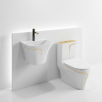 Ensemble WC et lavabo sur pied en céramique, design moderne, finition Gunmetal Gold Line, pour hôtels, de la marque Chaozhou Sanitary Ware.