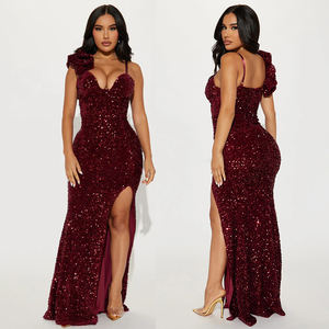 Spedizione Rapida CY901361 Abiti da Cerimonia con Spalline Sottili, Vestito da Sera Lungo con Paillettes e Spacco per Donna 2026 - Product Image 5