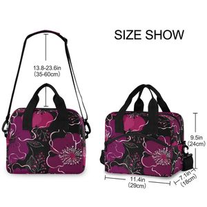 Modern Fashion Purple Floral Insulated Shoulder <b>Cooler</b> Tote Bag Picnic Wine Bottle With Zipper Closure <b>for</b> Picnic Food Storage - Product Image 3