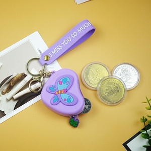 Hot Sale Soft Silicone 3d Creative Heart Shape Mini Storage Bag <b>Personalized</b> Promotional Business <b>Keychain</b> Accessories - Product Image 2