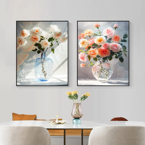 Impresión Digital en Lienzo con Marco de Aluminio de Tamaño Personalizado, Arte Floral de Rosas, Venta Directa de Fábrica, Pintura Decorativa para Hogar y Hotel - Product Image 1