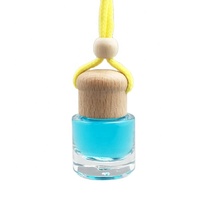 Diffuseur de parfum pour voiture suspendu de 9 ml avec bouchon en bois et corde, flacon rond, désodorisant, pulvérisateur à pompe, type scellé