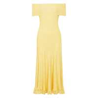 Robe midi élégante et simple pour femme, en viscose tricotée respirante, à épaules dénudées, manches courtes, avec patchwork de dentelle, pour le quotidien et les trajets.