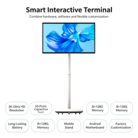 Écran tactile intelligent pour restaurant de 32 pouces, 1080p, tactile capacitif 10 points, 8 Go + 128 Go, affichage numérique Android, support roulant OEM