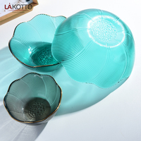 Groothandel Maat Clear Glas Fruit Cake Lader Platen Glas Kralen Bowls Met Gouden Rand