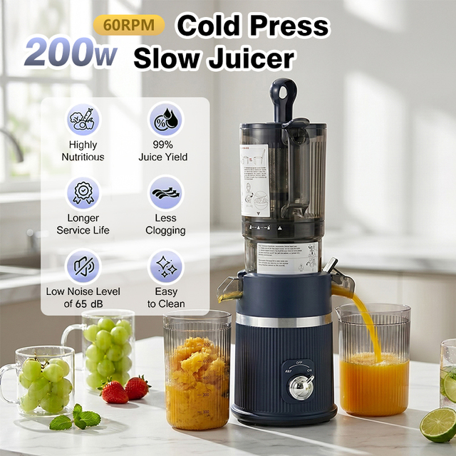 Vegetables Fruit 112MM Cold Press Juicer Masticating Slow Juicer Household Licuadora Easy Clean High Juice Yield
