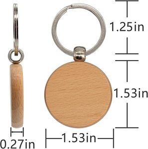 พวงกุญแจ DIY แบบขายส่ง ไม้เปล่าสำหรับสลัก พวงกุญแจไม้ ห่วงกุญแจ ป้ายกุญแจ ของขวัญส่วนตัว EDC หรือของขวัญที่ดีที่สุดสำหรับงานฝีมือ - Product Image 2