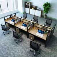 Combinaison de meubles de bureau de cloison d'écran de bureau de personnel de 2/4/6 personnes table et chaise de combinaison de bureau d'ordinateur en bois