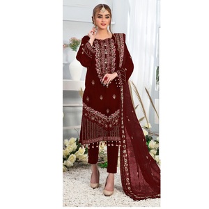 Nueva llegada de terciopelo Viscos puro con Secuencia de bordado Salwar Kameez para mujer, traje paquistaní - Product Image 1