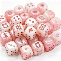 Jeu de dés de mahjong en résine rose naturelle, faits à la main, dés de mahjong à 6 faces, logo personnalisé, jeu de dés D6