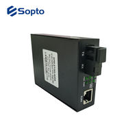 Konverter Media Serat Optik Sopto 1 Fiber 1 UTP SC ke RJ45 FTTH SM 10km 20km 40km 10/100/1000Mbps Hitam