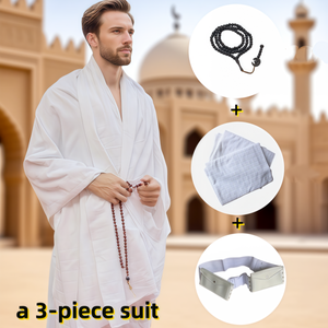 Anti-Wrinkle White <b>Ihram</b> Set for Pilgrimage Travel Daily Prayer <b>Clothing</b> ODM Plus Size Polyester Headscarf - Product Image 1
