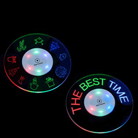 Sous-verres lumineux LED en acrylique écologiques, nouveauté, avec piles incluses, pour bar et table à domicile