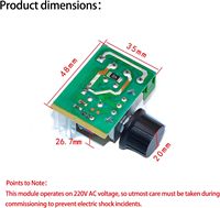 Contrôleur de vitesse de moteur AC 50-220V 2000W 25A, avec module régulateur de tension SCR haute puissance et bouton de gradation LED, 5 pièces