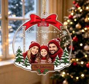 Adorno Navideño para Fotos, Decoración Colgante Personalizada con Imagen Familiar, Decoración para Árbol de Navidad, Regalo, Recuerdo de Fiesta, Venta al Por Mayor - Product Image 1