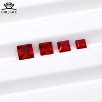 EMEJEWE Pierre de rubis de laboratoire taille princesse, rouge sang de pigeon vif, facettée, avec jeu de couleurs/effet de feu, pour sertissage de bijoux