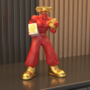 Muscle God Wealth 3D Unique Animal Résine Artisanat Ornement de Table pour Home Office Living Room Decor Shop Front Desk Wealth - Product Image 1