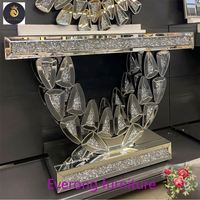 Table de console miroir en diamant écrasé de luxe étincelant de grande classe avec miroir Tables de console en faux diamant Muebles Meubles Tapis