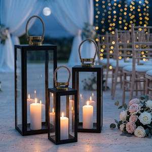Wholesale Dual Tone Black Metal Candle Holder Lanterns with Gold Top Handmade for Home Weddings Christmas Decorations - Product Image 2