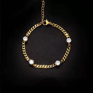 Perlé de titane plaqué or à la mode pour bracelet bijoux en acier inoxydable en forme de lettre 1 pièce avec incrustation de zircon rond - Product Image 5