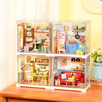 Robotime Rolife Puzzles 3D en plastique faits à la main Jouets assemblés DWS05B Country Blue Lounge Kit de maison miniature DIY