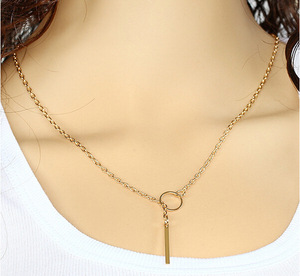 <span class=keywords><strong>Collier</strong></span> rétro en alliage plaqué or <span class=keywords><strong>pour</strong></span> femmes et filles, chaîne à pampilles, Simple et à la mode, 2023 - Product Image 6