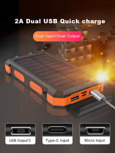Nieuwe Product Ideeën Dubbele USB Waterdichte Snelle Oplading Ultra Dunne Slimme Mobiele Draagbare Oplader 10000mAh Universele Telefoon <span class=keywords><strong>Solar</strong></span> - Product Image 3