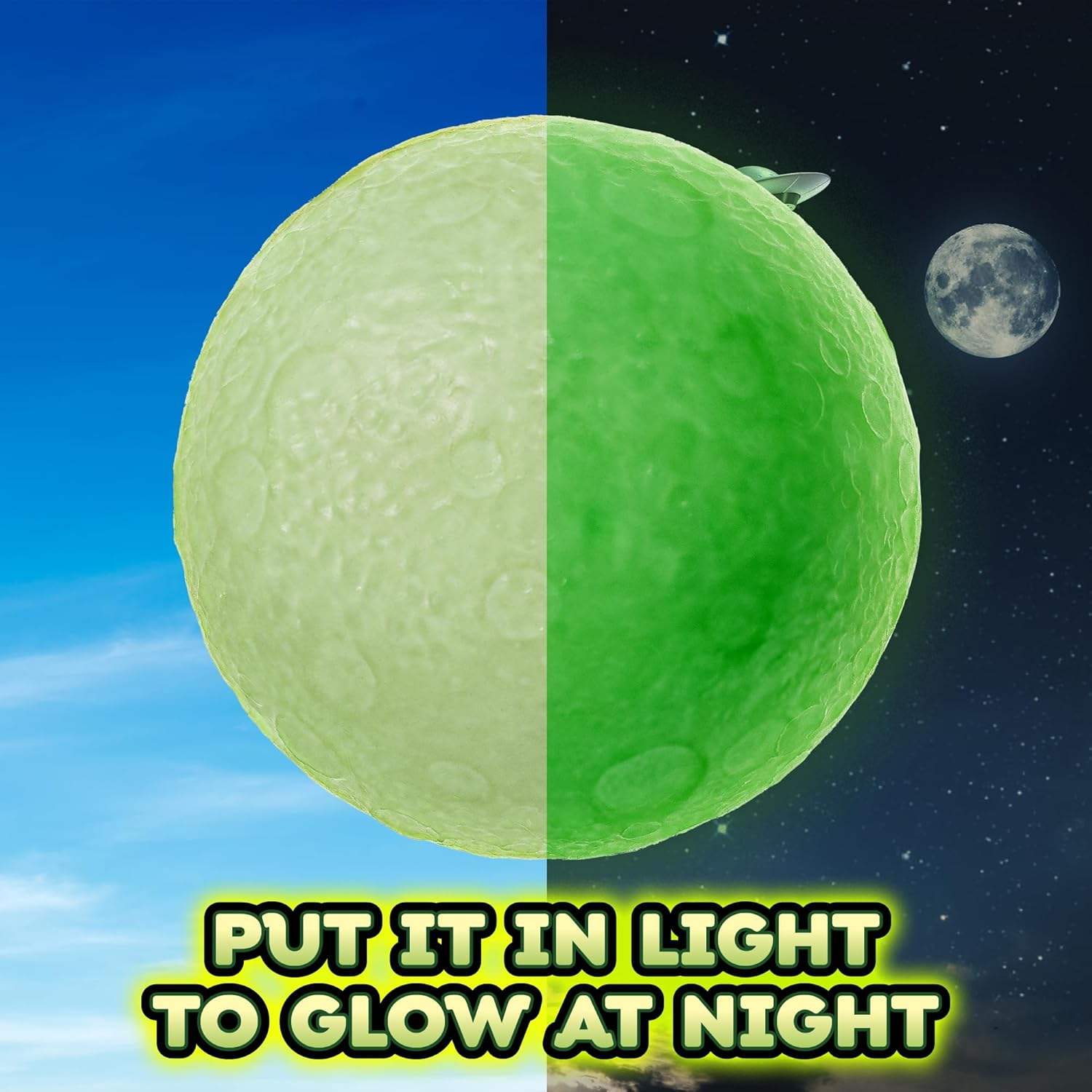 Moon Glow in Dark Stress Relief Fidget Toy Sensory Squeeze Ball for Kids Anxiety Relief Squishy Ball