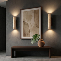 Lámpara de Pared Moderna de Travertino Natural, LED, para Interiores, Base de Madera, G9, Estilo Wabi Sabi, para Mesita de Noche, Hotel, Luz Cálida 3000K