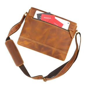 Sac à bandoulière rétro en cuir Crazy Horse pour hommes et garçons, grande capacité, multifonctionnel, sac messager, sac de travail, sac de transport - Product Image 4