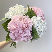 Fleurs d'hortensia artificielles au toucher réel, à longue tige unique, aspect naturel, en PU, pour décorations de bistrot français, jardinières et mariages