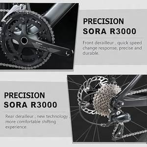 Vélo en fibre de carbone 700C <span class=keywords><strong>Shimano</strong></span> <span class=keywords><strong>SORA</strong></span> 18 vitesses, vélo de gravier léger T800, vélo de course sur route avec frein à disque - Product Image 4