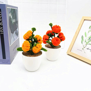 Mini bonsái de calabaza decorativo de 16 cm y 15 cm, hecho a mano con limpiapipas, para decoración navideña de la sala de estar o el escritorio. - Product Image 2