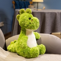 Boneka Dinosaurus Hijau Berbulu Keriting Lucu, Mainan Dino Duduk Lembut, Boneka Hewan Isi Dakron untuk Anak Laki-laki, Dekorasi Sofa Kamar Tidur, Kado Ulang Tahun