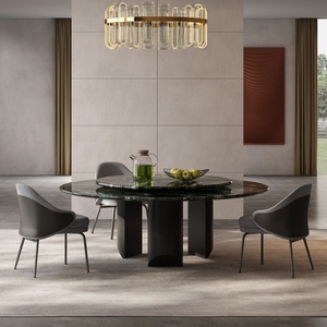 Table à manger italienne de luxe léger en pierre d'émeraude, moderne, grande, pour villa, plateau tournant en marbre naturel haut de gamme - Product Image 6