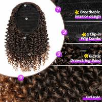 Queue de cheval courte Amygirl 10 pouces, bouclée afro, avec cordon de serrage et deux pinces, en fibre synthétique, 7 couleurs, pour femmes noires, 6 mois