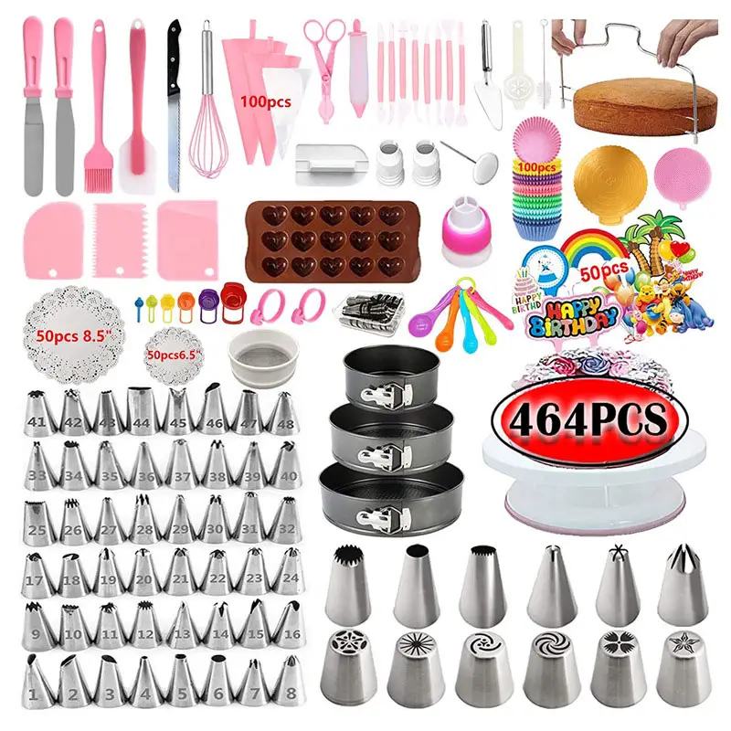 OEM 464pcs/set Cake Decorating Supplies Kits decorative cake stand molde pastel pastry silicon mold