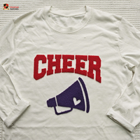 Personnalisé Laser Cut Dtf Fluffy Puff Transferts De Chaleur Chenille Cheer Lettre Fer sur Patchs En Gros pour Vêtements T-shirt