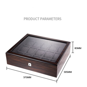 Premium Luxury Ebony Watch Box With tassel <b>key</b> 3/5/6/10/15 Slots Glass Top Storage Case Dustproof watch box With Velvet Lining - Product Image 6