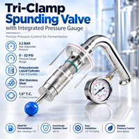 Vanne de purge Tri-Clamp avec manomètre intégré, vanne de purge graduée, cylindre liquide en polycarbonate 2,2 BAR 0-32 PSI 1,5 pouces