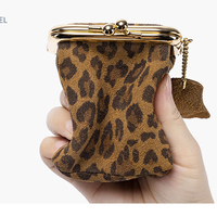 Vente en gros de sac à cosmétiques pour rouge à lèvres imprimé léopard mini pochette pour rouge à lèvres sacs de rangement portables trousse de maquillage mignonne pour femmes
